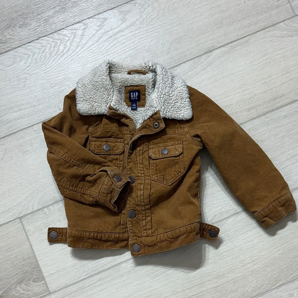 GAP Kids Tan Corduroy Jacket with Sherpa Collar